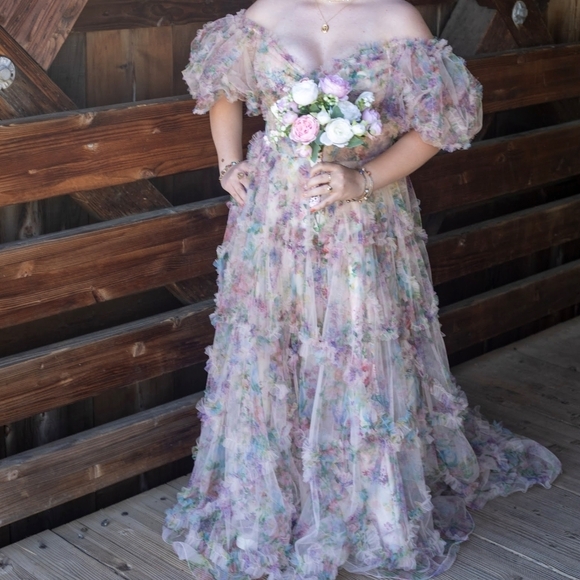 Sherri Hill Pastel Floral Dress - Picture 4 of 9